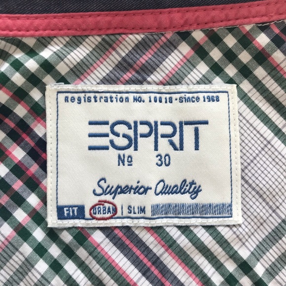ESPRIT Green Pink Plaid Button Down Shirt, Esprit Shirt, Plaid Shirt, M - Picture 6 of 11